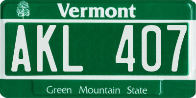 VT license plate AKL407