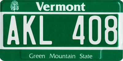 VT license plate AKL408