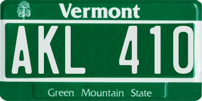 VT license plate AKL410