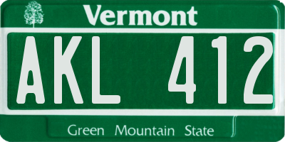 VT license plate AKL412