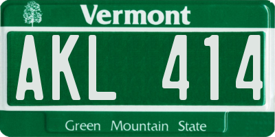 VT license plate AKL414