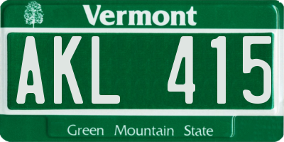 VT license plate AKL415