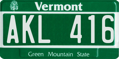 VT license plate AKL416