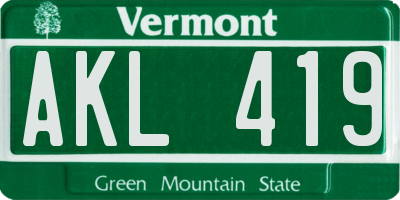 VT license plate AKL419