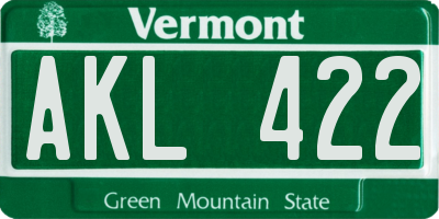 VT license plate AKL422