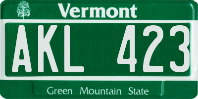 VT license plate AKL423