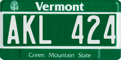 VT license plate AKL424