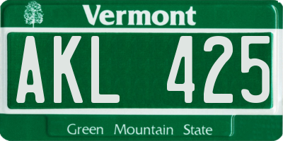 VT license plate AKL425