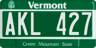 VT license plate AKL427