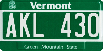 VT license plate AKL430