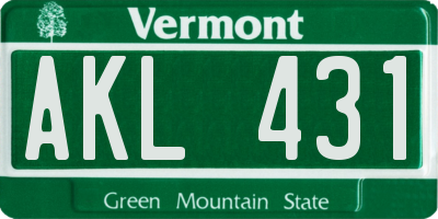 VT license plate AKL431