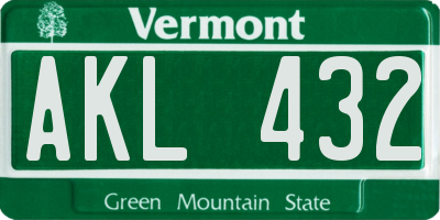 VT license plate AKL432