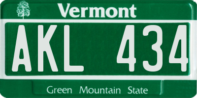 VT license plate AKL434