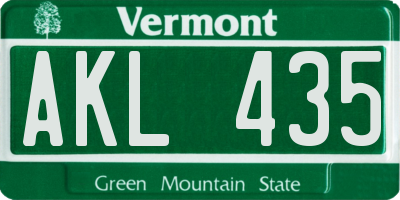 VT license plate AKL435
