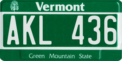 VT license plate AKL436