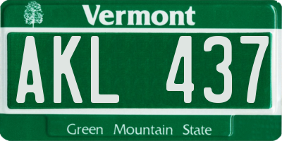 VT license plate AKL437