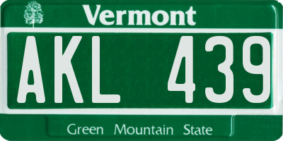 VT license plate AKL439