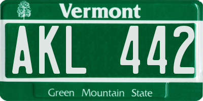 VT license plate AKL442