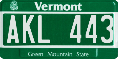 VT license plate AKL443