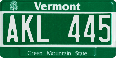 VT license plate AKL445