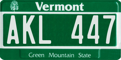 VT license plate AKL447