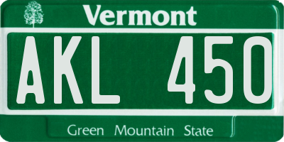 VT license plate AKL450