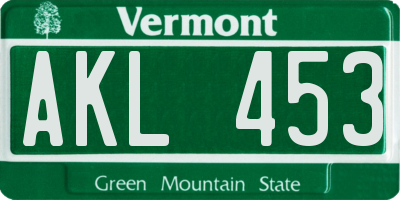 VT license plate AKL453