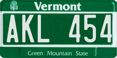 VT license plate AKL454