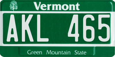 VT license plate AKL465