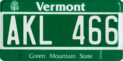 VT license plate AKL466