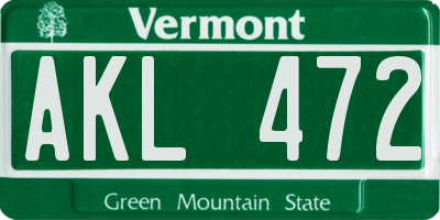 VT license plate AKL472