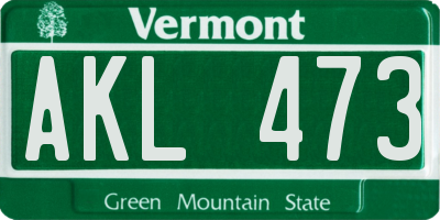 VT license plate AKL473