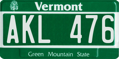 VT license plate AKL476
