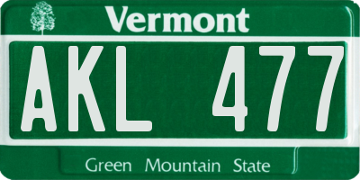 VT license plate AKL477