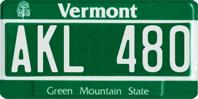 VT license plate AKL480