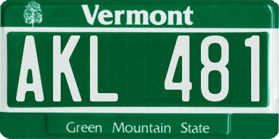 VT license plate AKL481