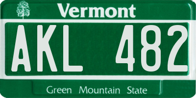VT license plate AKL482