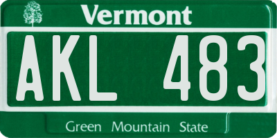 VT license plate AKL483
