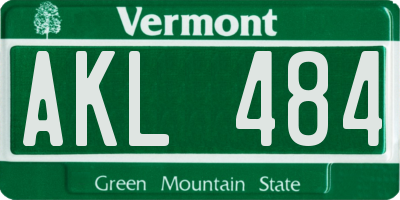 VT license plate AKL484