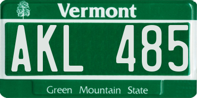 VT license plate AKL485