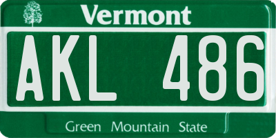 VT license plate AKL486