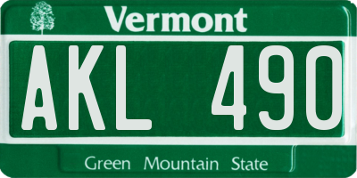 VT license plate AKL490