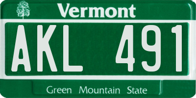 VT license plate AKL491