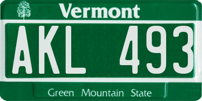 VT license plate AKL493