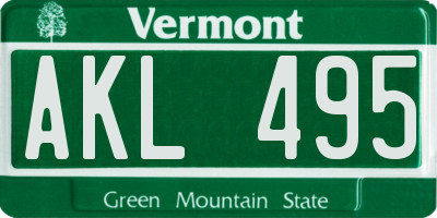 VT license plate AKL495