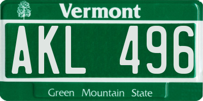 VT license plate AKL496
