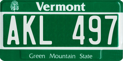 VT license plate AKL497