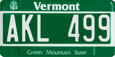 VT license plate AKL499