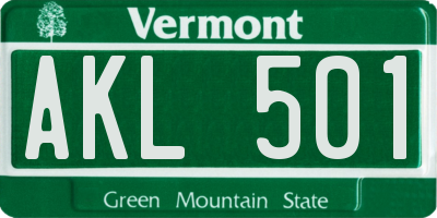 VT license plate AKL501