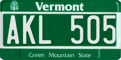 VT license plate AKL505